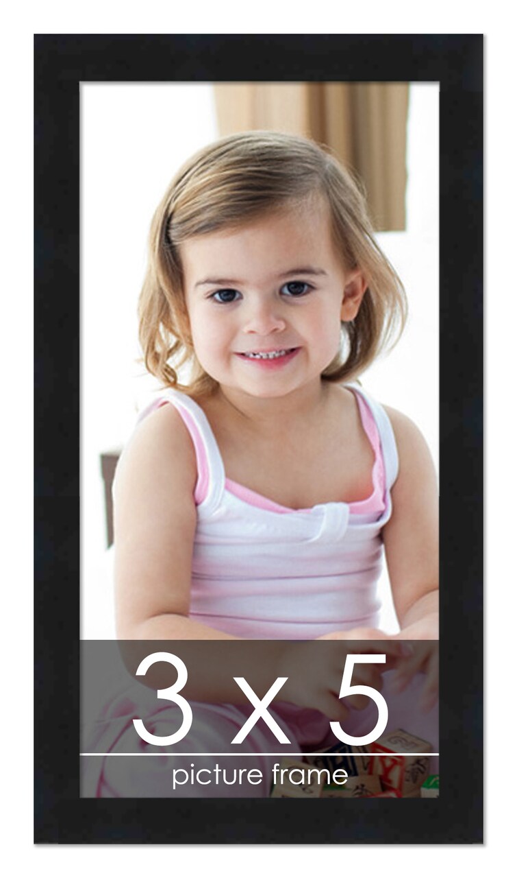 Photo Size Simple Black Picture Frame - UV Acrylic, Foam Board Backing, Hanging Hardware